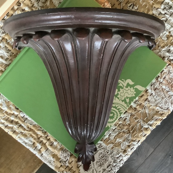Vintage Antique Fluted Wooden Wood Wall Shelf Original Tag Solid Wood